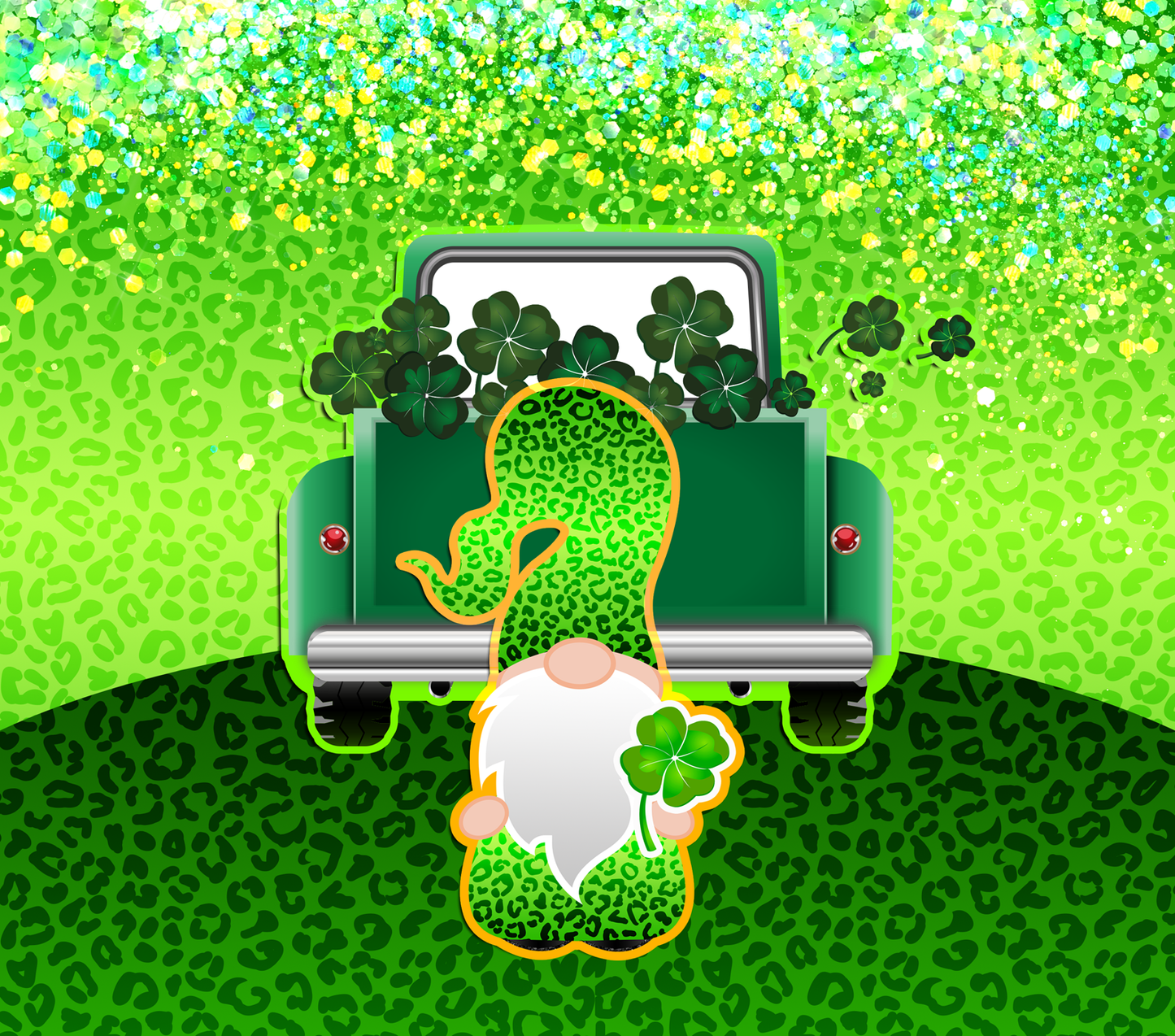 St. Paddy's Day Gnome with his Shamrock Truck