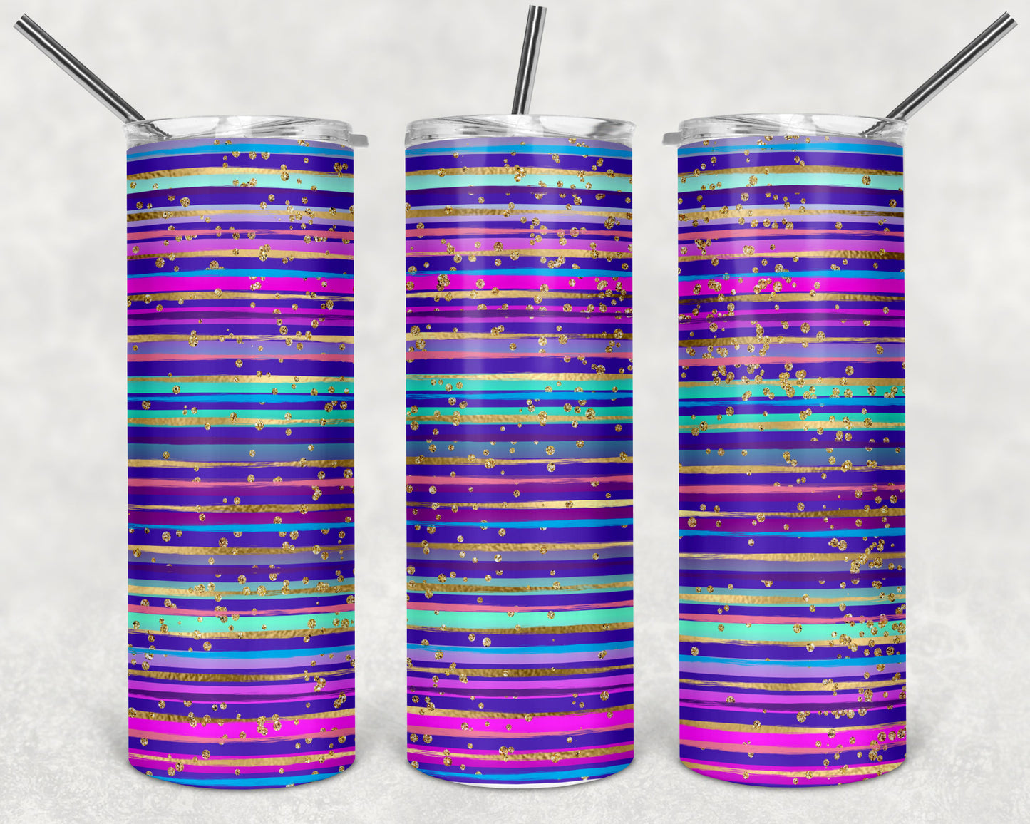 Purple and Blues Stripes Skinny Tumbler 20oz