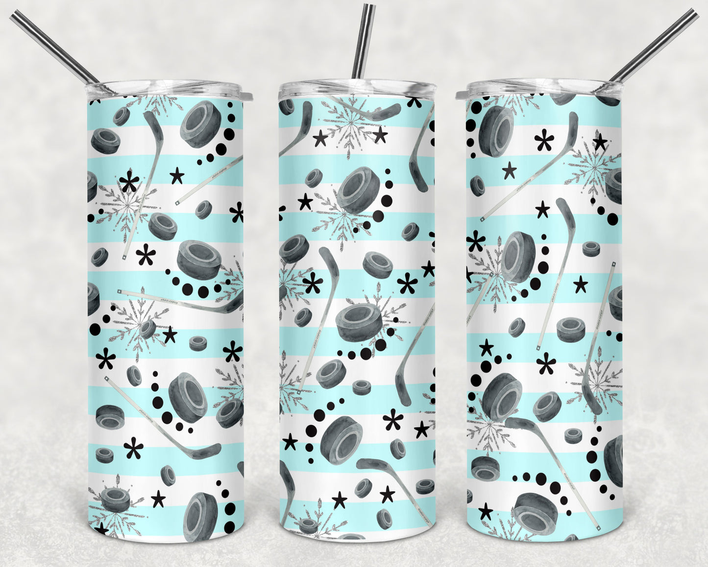 Hockey Blue Stripes Skinny Tumbler 20oz