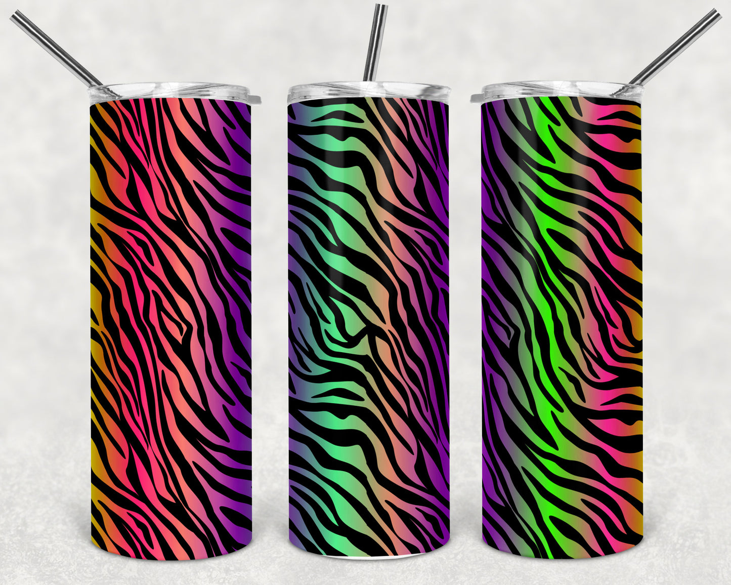 Neon Zebra Stripes Skinny Tumbler 20oz