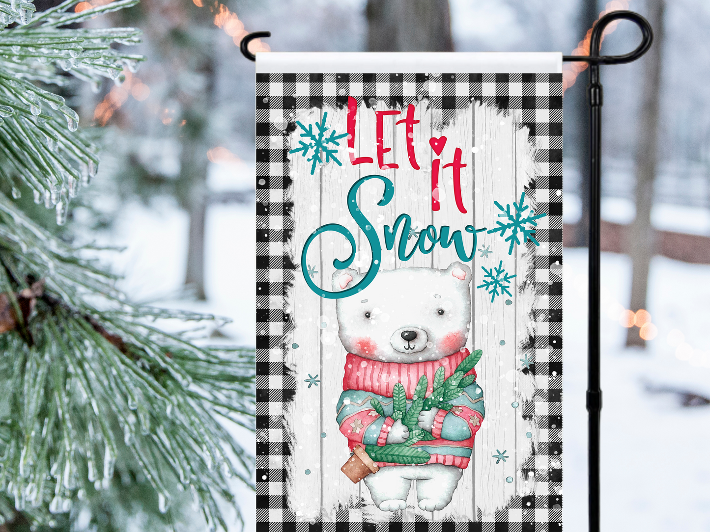 Let It Snow-Bear Garden Flag