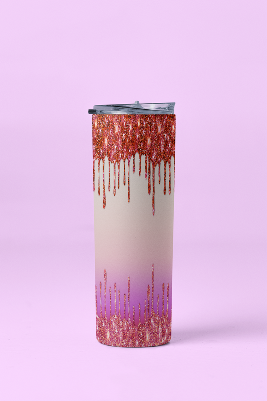 Red and Pink Glitter Drip Tumbler 20oz.