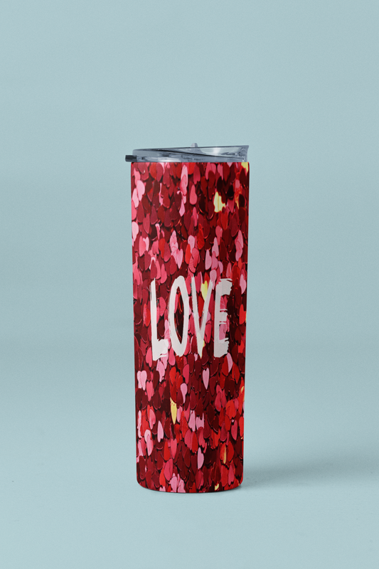 Red Cutout Hearts Skinny Tumbler 20oz