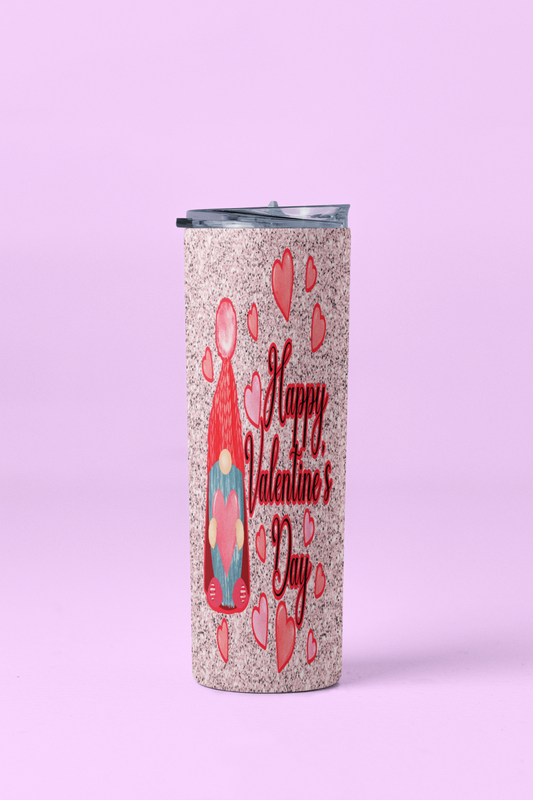 Pink Hearts Gnome HVD Skinny Tumbler 20oz