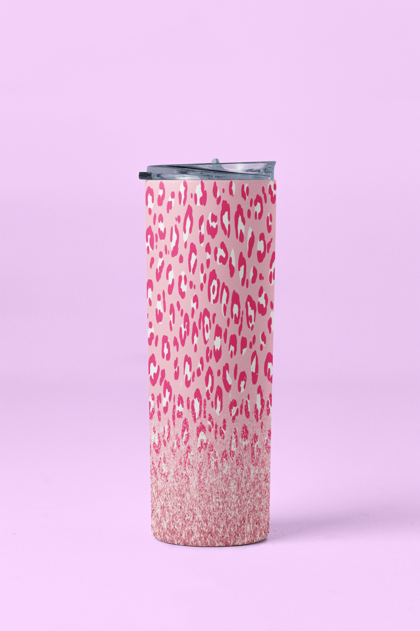 Pink Leopard Glitter Skinny Tumbler 20oz