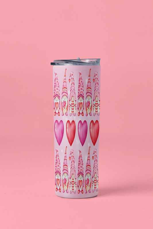 Hearts and Gnomes Skinny Tumbler 20oz