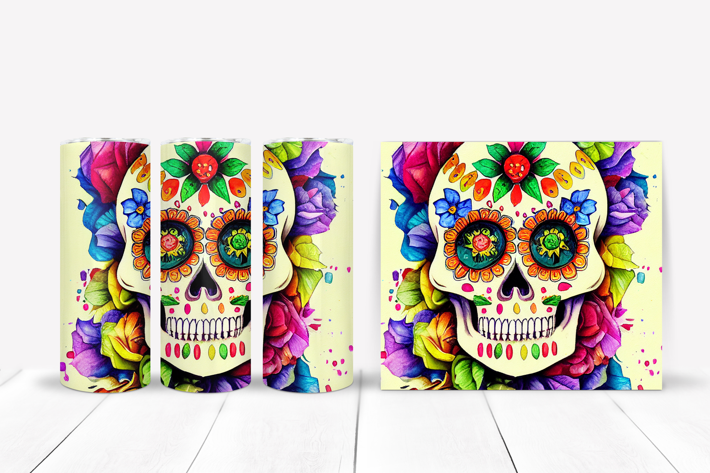 Wildflower Sugar Skull Skinny Tumbler 20oz