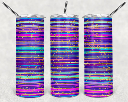 Purple and Blues Stripes Skinny Tumbler 20oz