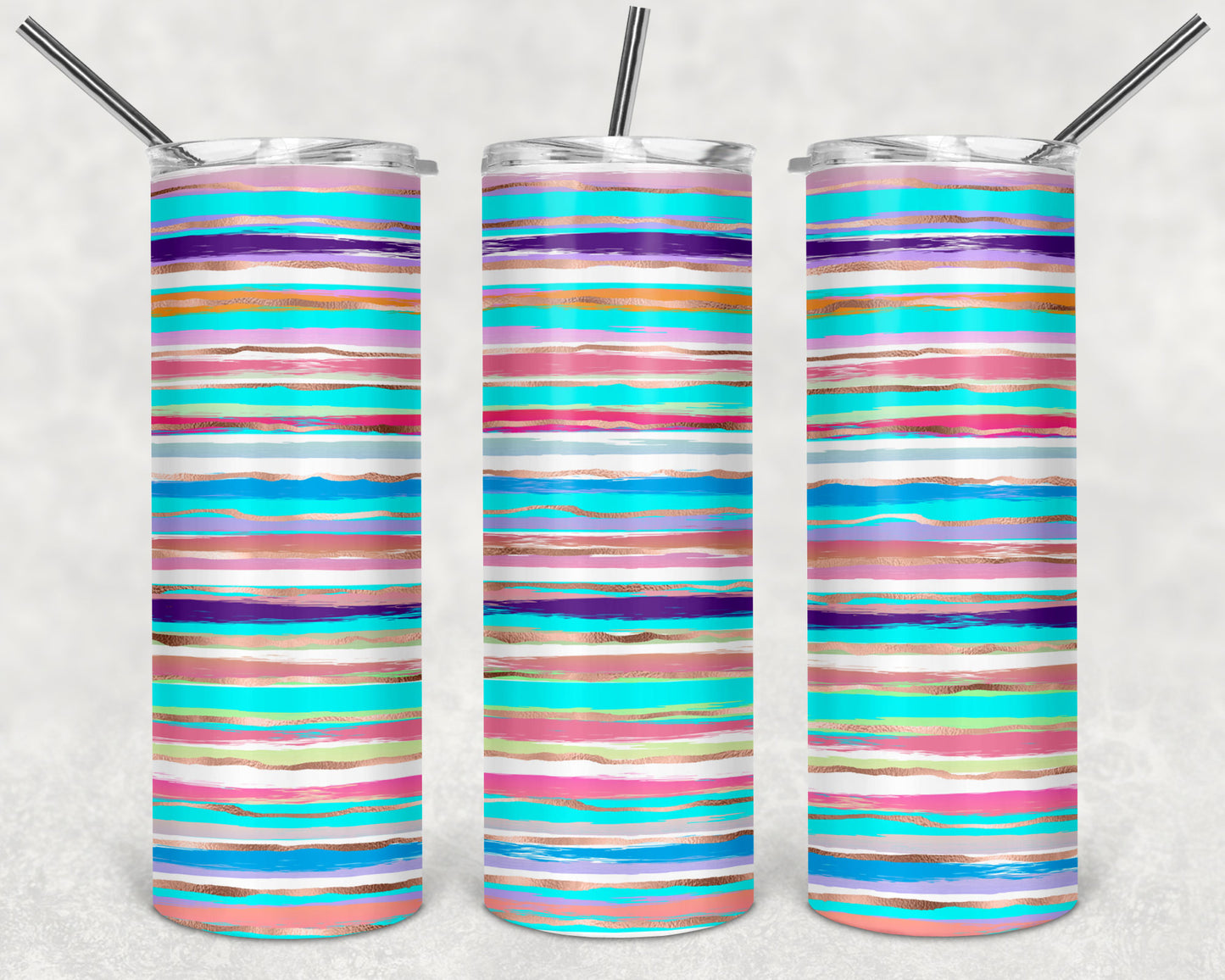 Ocean Blues Stripes Skinny Tumbler 20oz