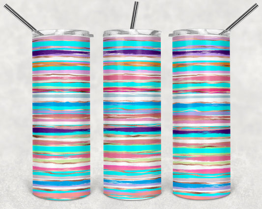 Ocean Blues Stripes Skinny Tumbler 20oz