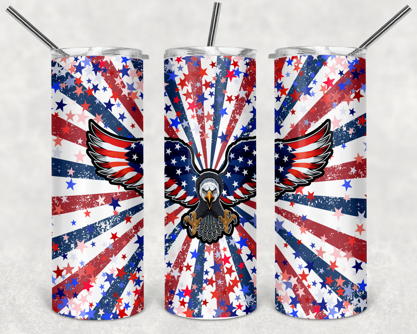 Bald Eagle American Flag Skinny Tumbler 20oz