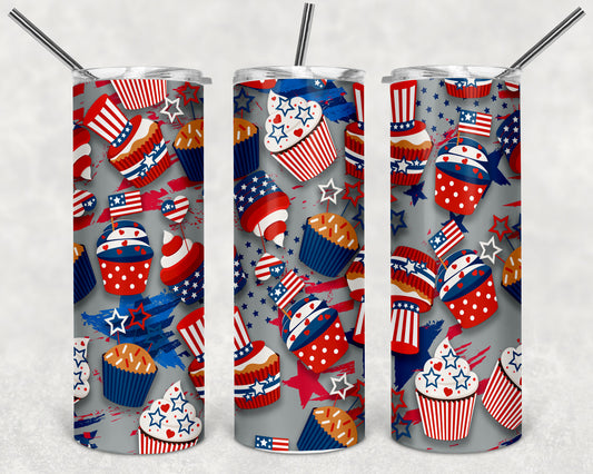 Patriotic Cupcakes Skinny Tumbler 20oz