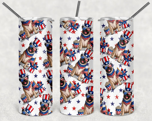 MultiPug Stars and Stripes Skinny Tumbler 20oz