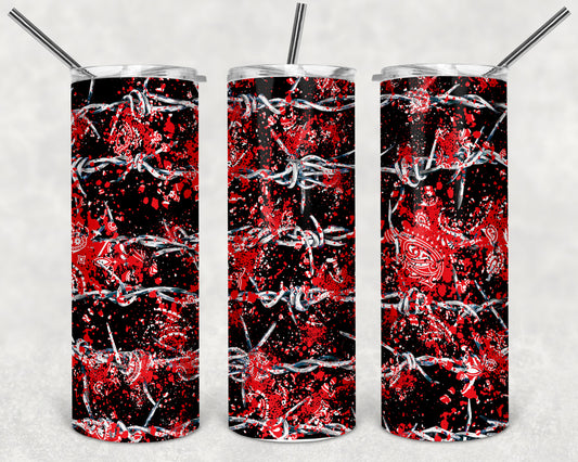 Red Bandana and Barbed Wire Skinny Tumbler 20oz