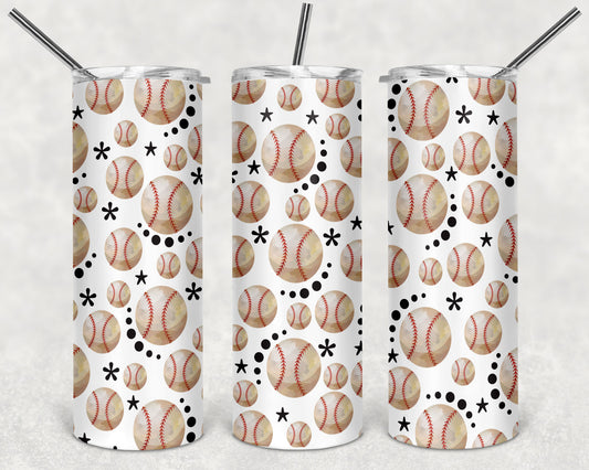 Baseballs and Stars Skinny Tumbler 20oz