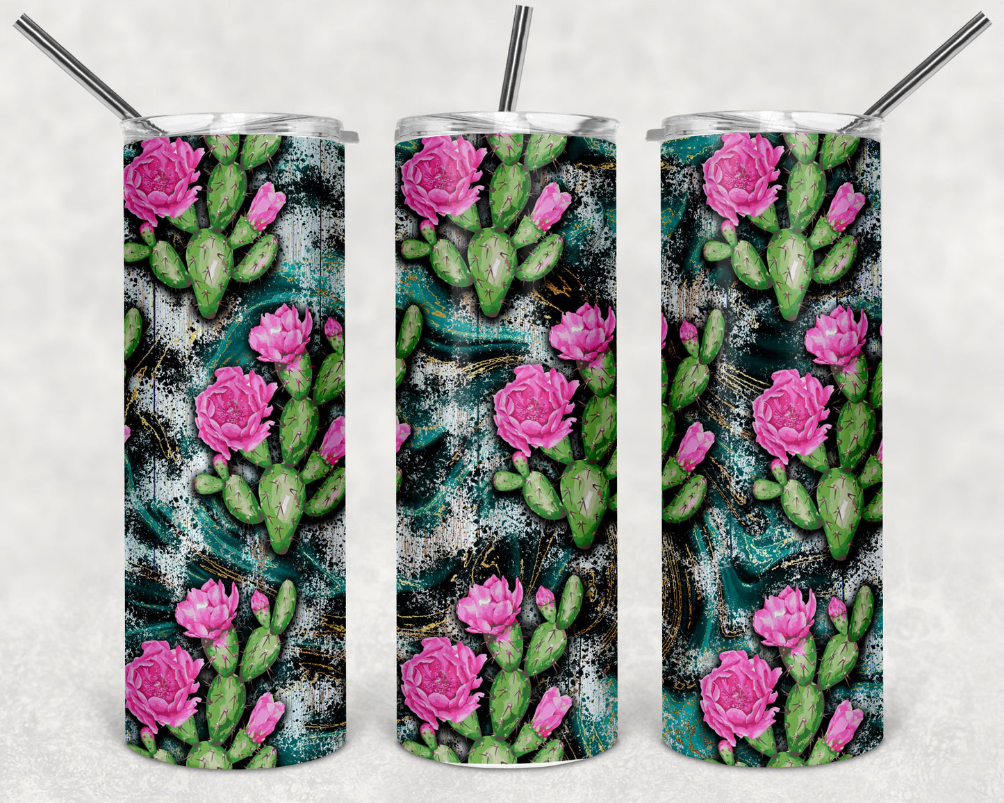 Pink Cactus Skinny Tumbler 20oz