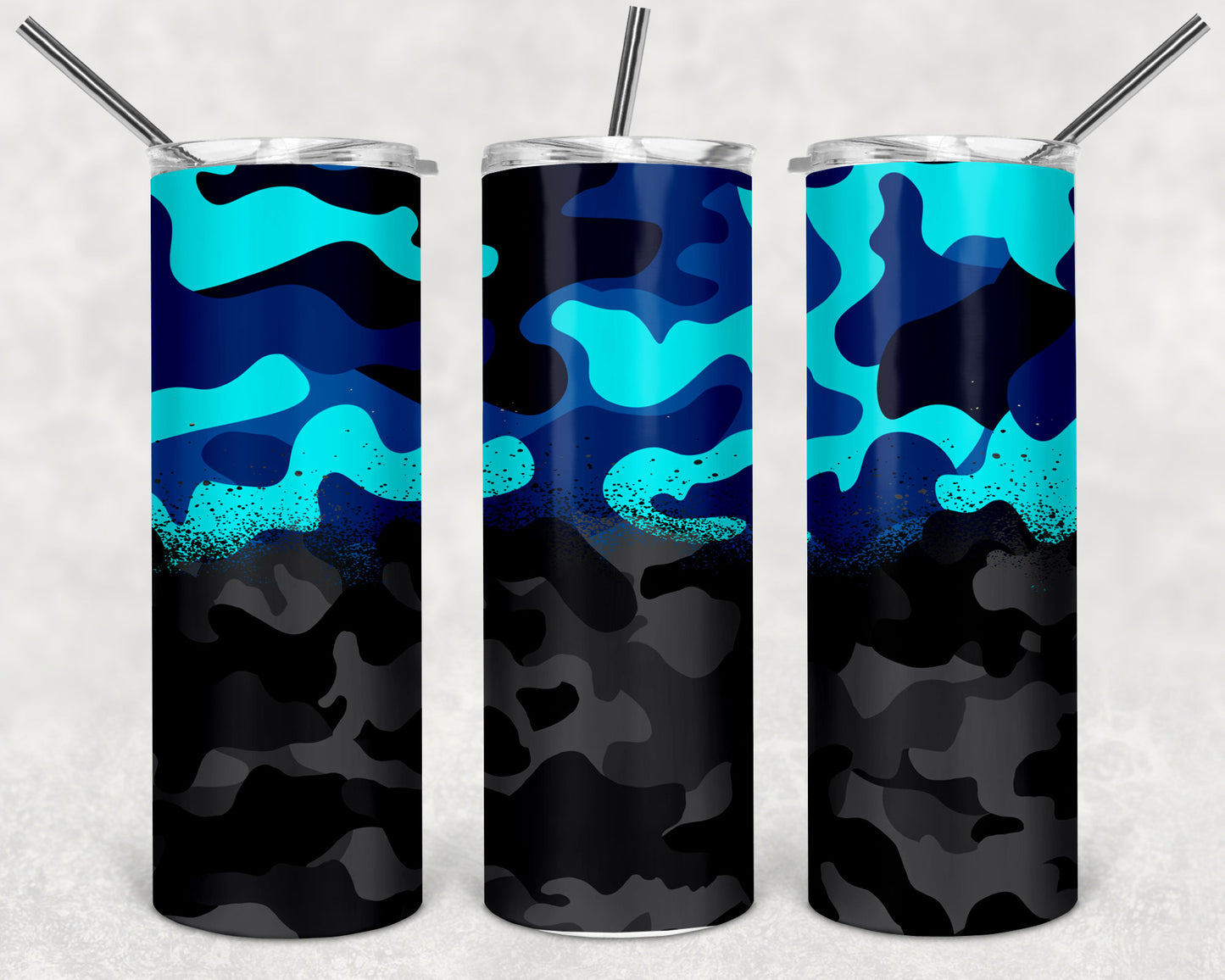 Blue and Black Camo Skinny Tumbler 20oz