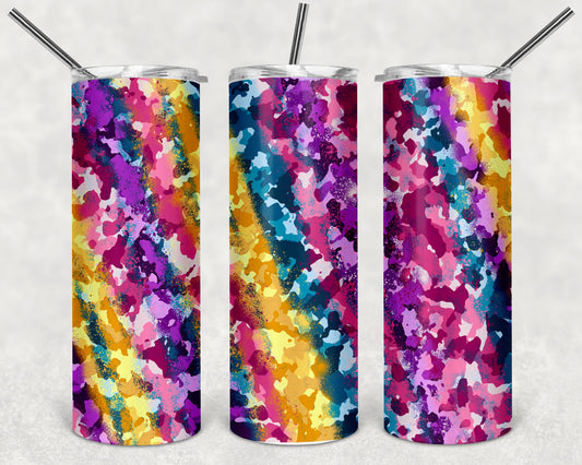 Yellow Rainbow Camo Skinny Tumbler 20oz