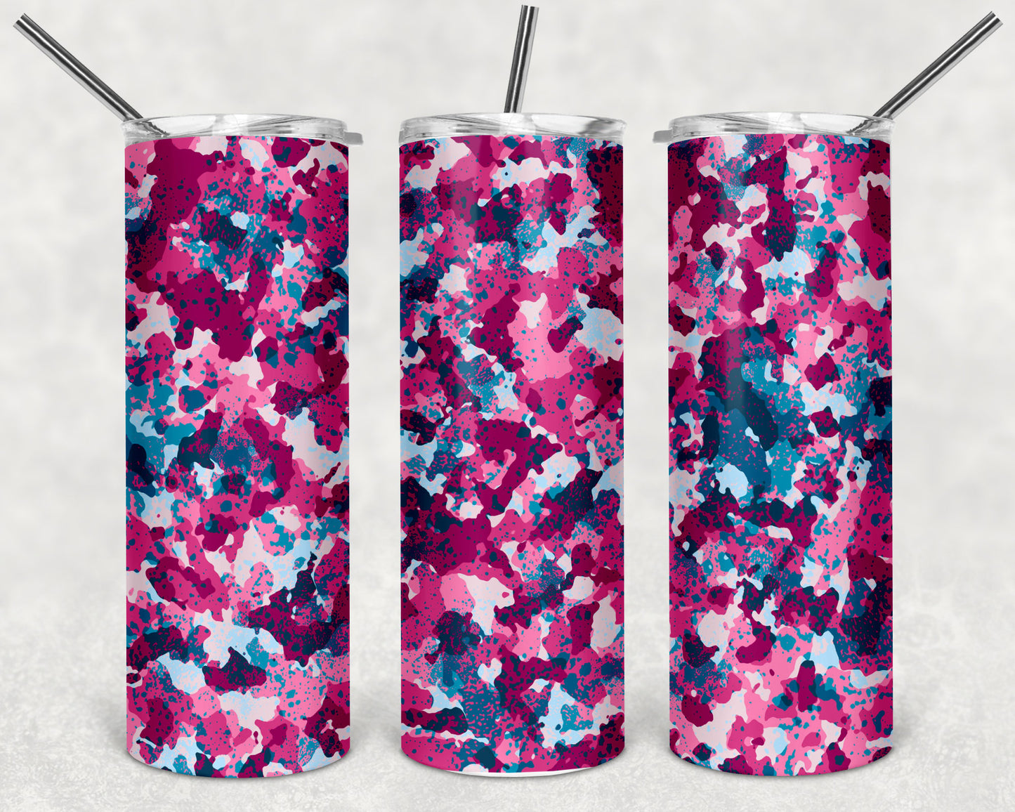 Dark Pink Camo Skinny Tumbler 20oz