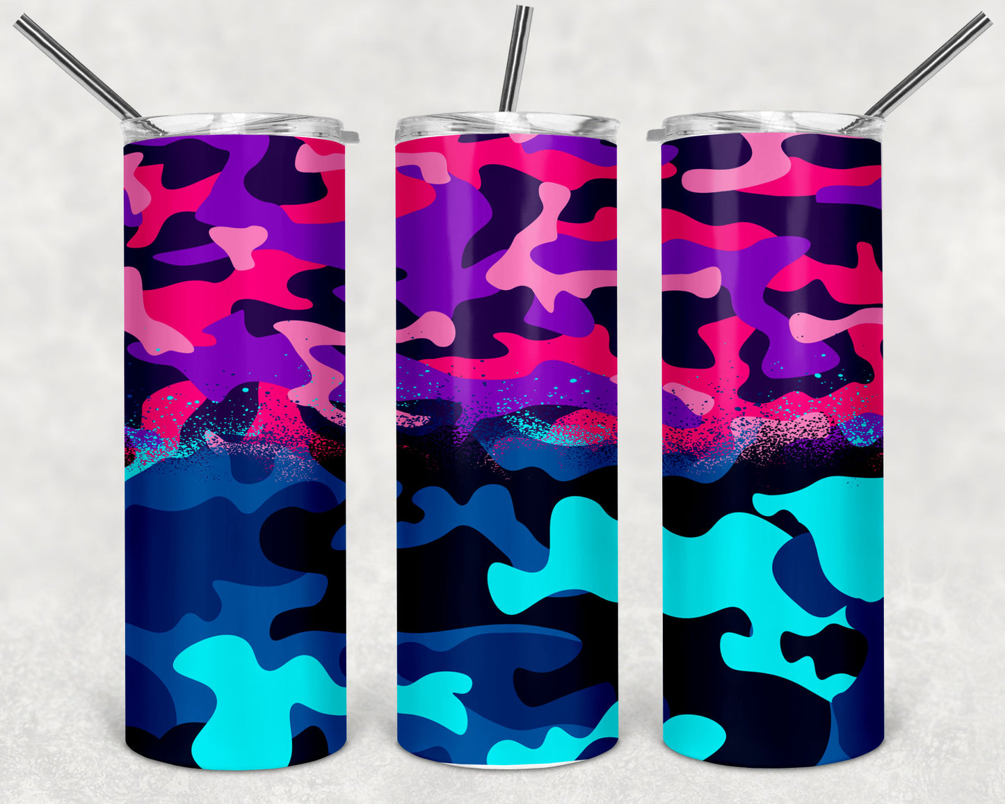 Pink and Blue Camo Skinny Tumbler 20oz