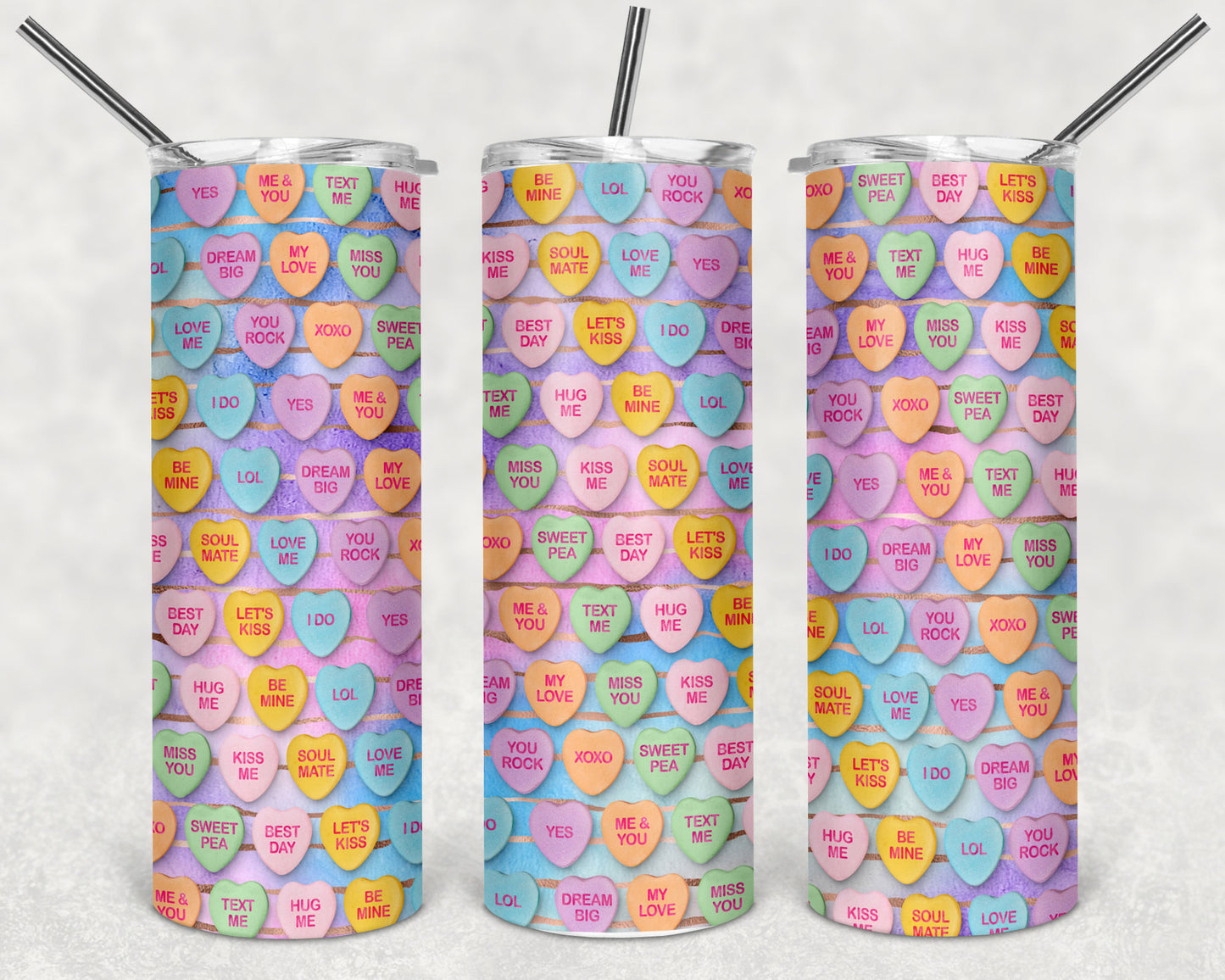 Love Heart Candies Skinny Tumbler 20oz