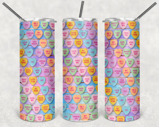 Love Heart Candies Skinny Tumbler 20oz