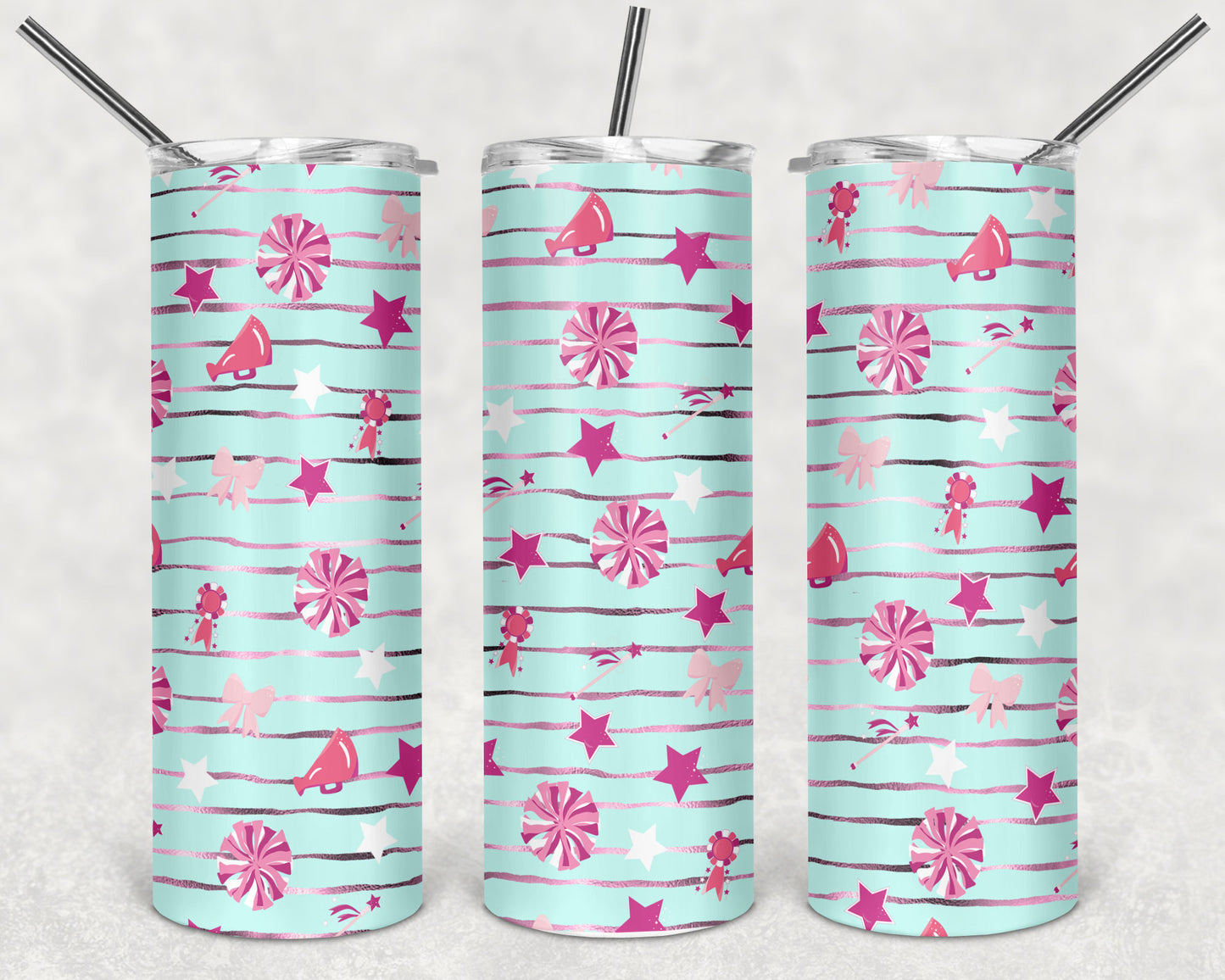 Peppermint and Blues Skinny Tumbler 20oz