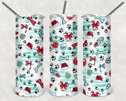 Christmas Paws Skinny Tumbler 20oz