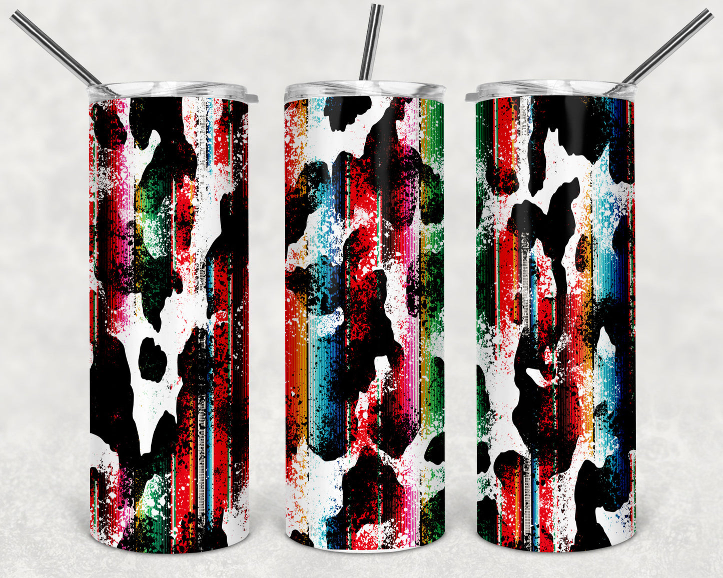 Rainbow Cow Hide Skinny Tumbler 20oz