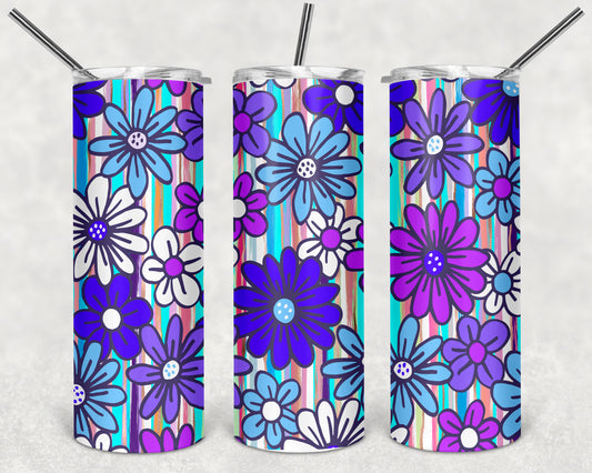 Blue Flower Power Skinny Tumbler 20oz