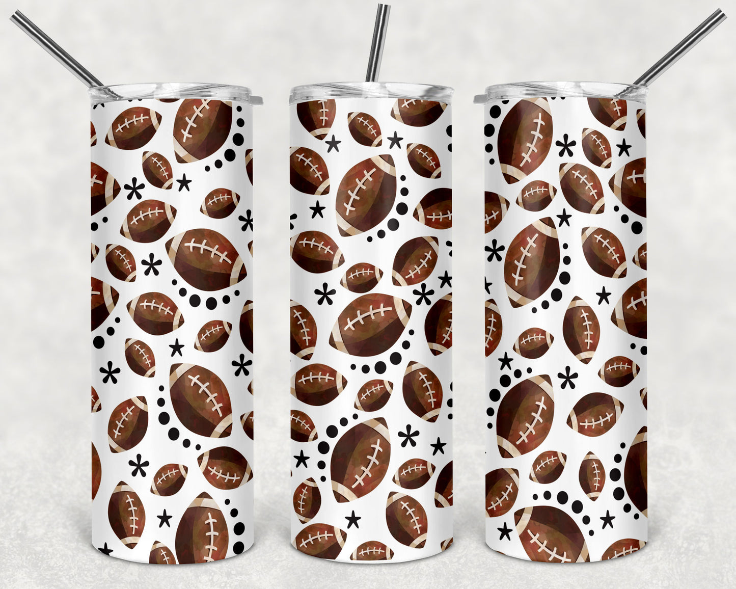 Footballs and Stars Skinny Tumbler 20oz