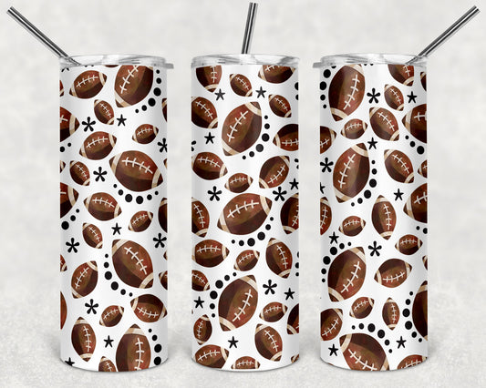 Footballs and Stars Skinny Tumbler 20oz