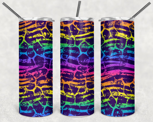 Zebra and Giraffe Rainbow Skinny Tumbler 20oz