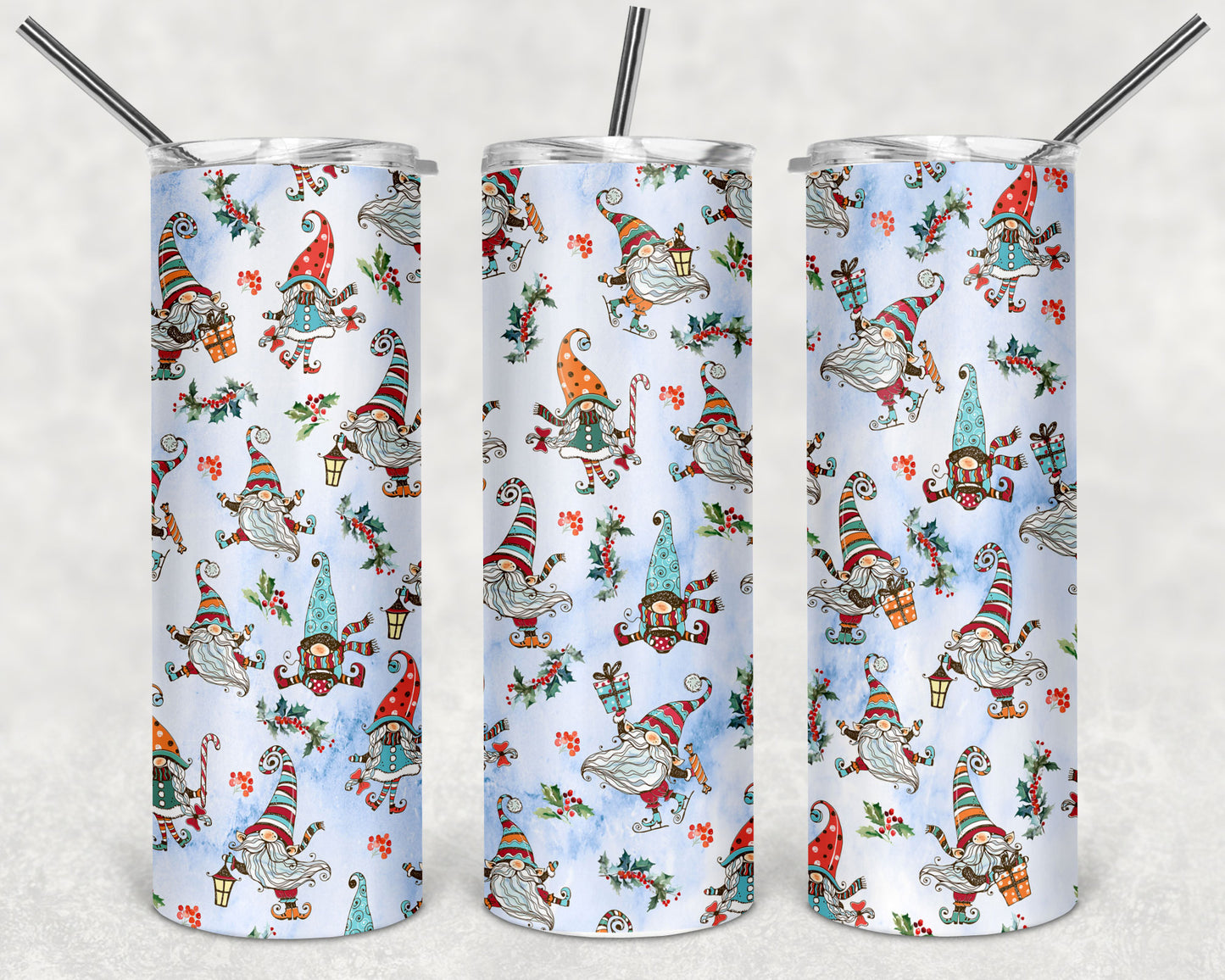 Christmas Little Gnomes Skinny Tumbler 20oz