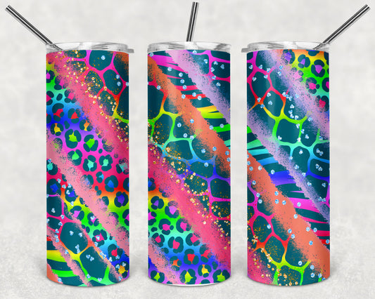 Neon Wild Stripes Skinny Tumbler 20oz