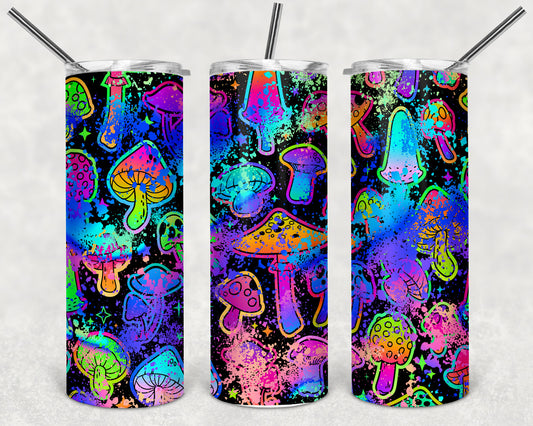 Neon Mushrooms Skinny Tumbler 20oz