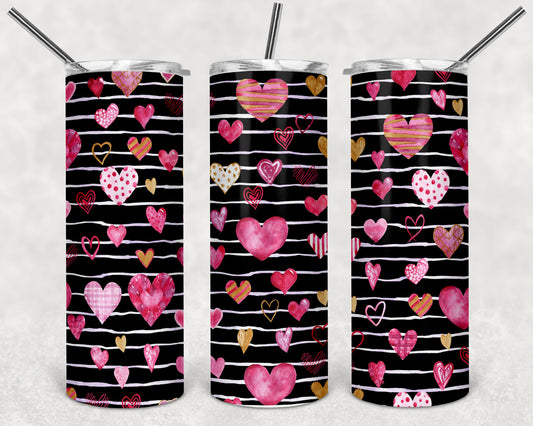 Hearts and Stripes Skinny Tumbler 20oz