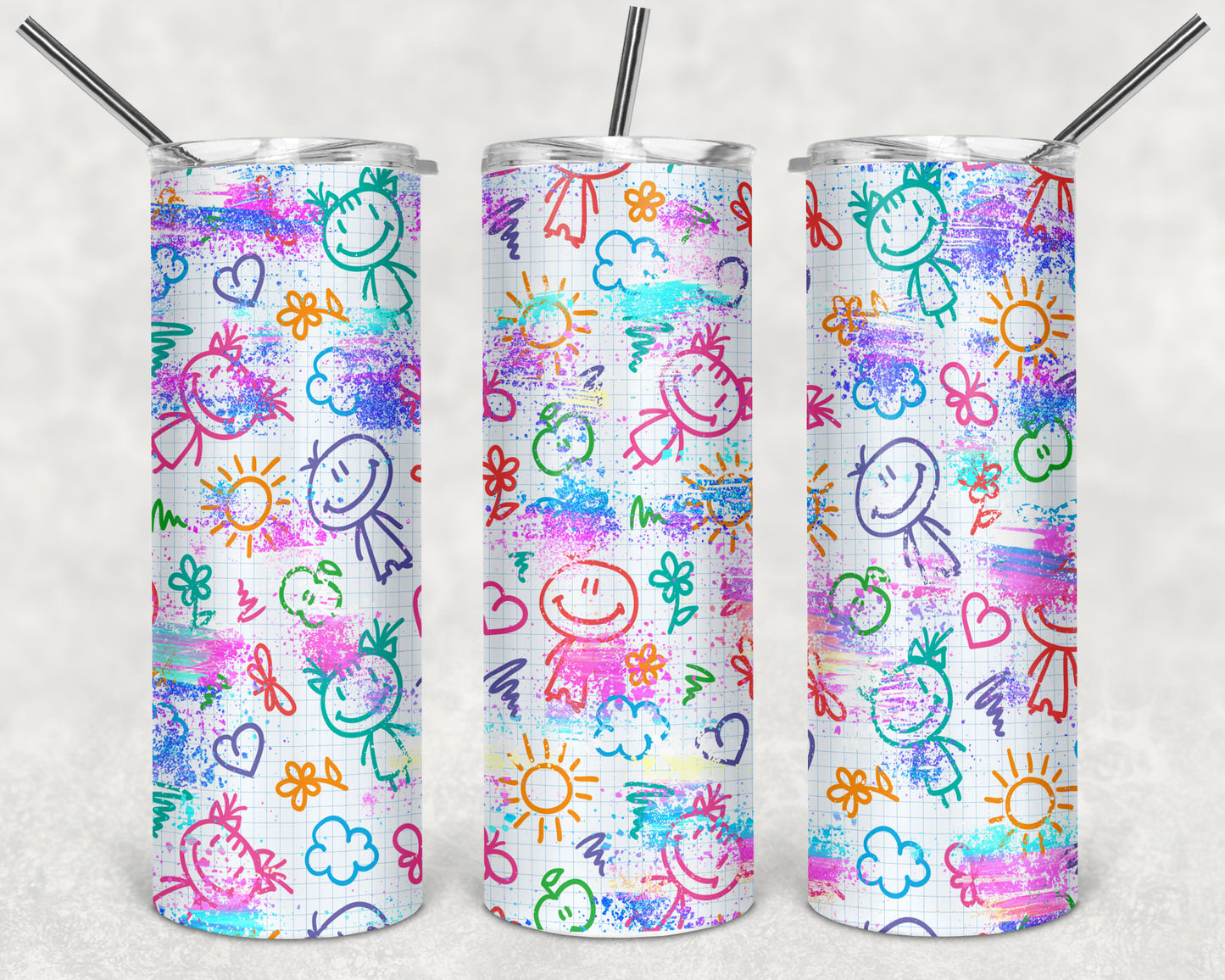 Kids Drawings Skinny Tumbler 20oz