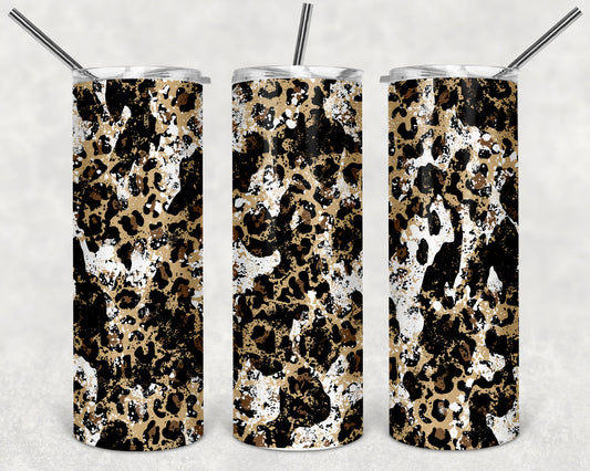 Cowhide and Leopard Skinny Tumbler 20oz