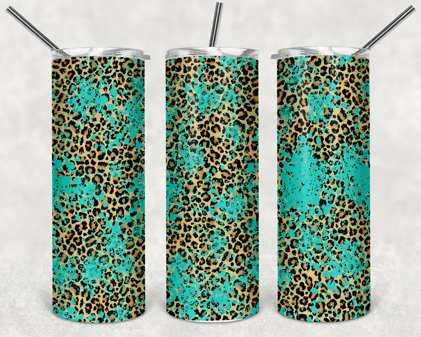 Leopard and Turquoise Skinny Tumbler 20oz