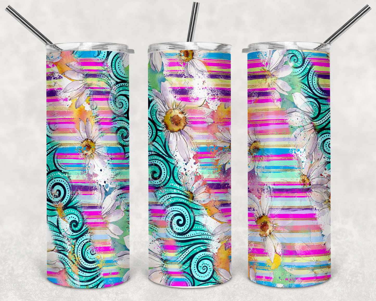 Milky Daisy Stripe Skinny Tumbler 20oz