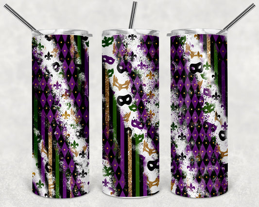 Milky Mardi Gras Skinny Tumbler 20oz