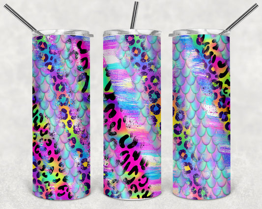 Milky Mermaid Leopard Skinny Tumbler 20oz