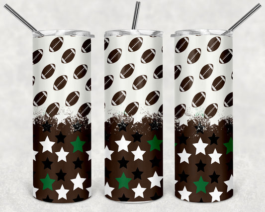 Football and Stars Skinny Tumbler 20oz