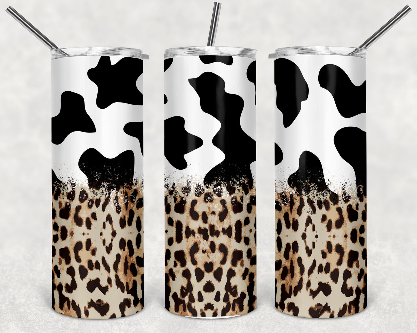 Cowhide and Leopard Print Skinny Tumbler 20oz