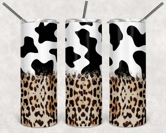 Cowhide and Leopard Print Skinny Tumbler 20oz