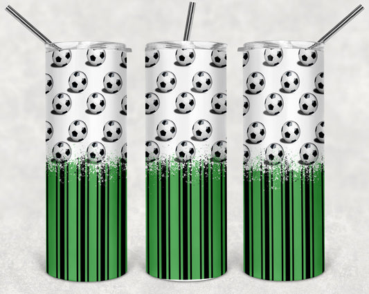 Soccer Balls and Stripes Skinny Tumbler 20oz