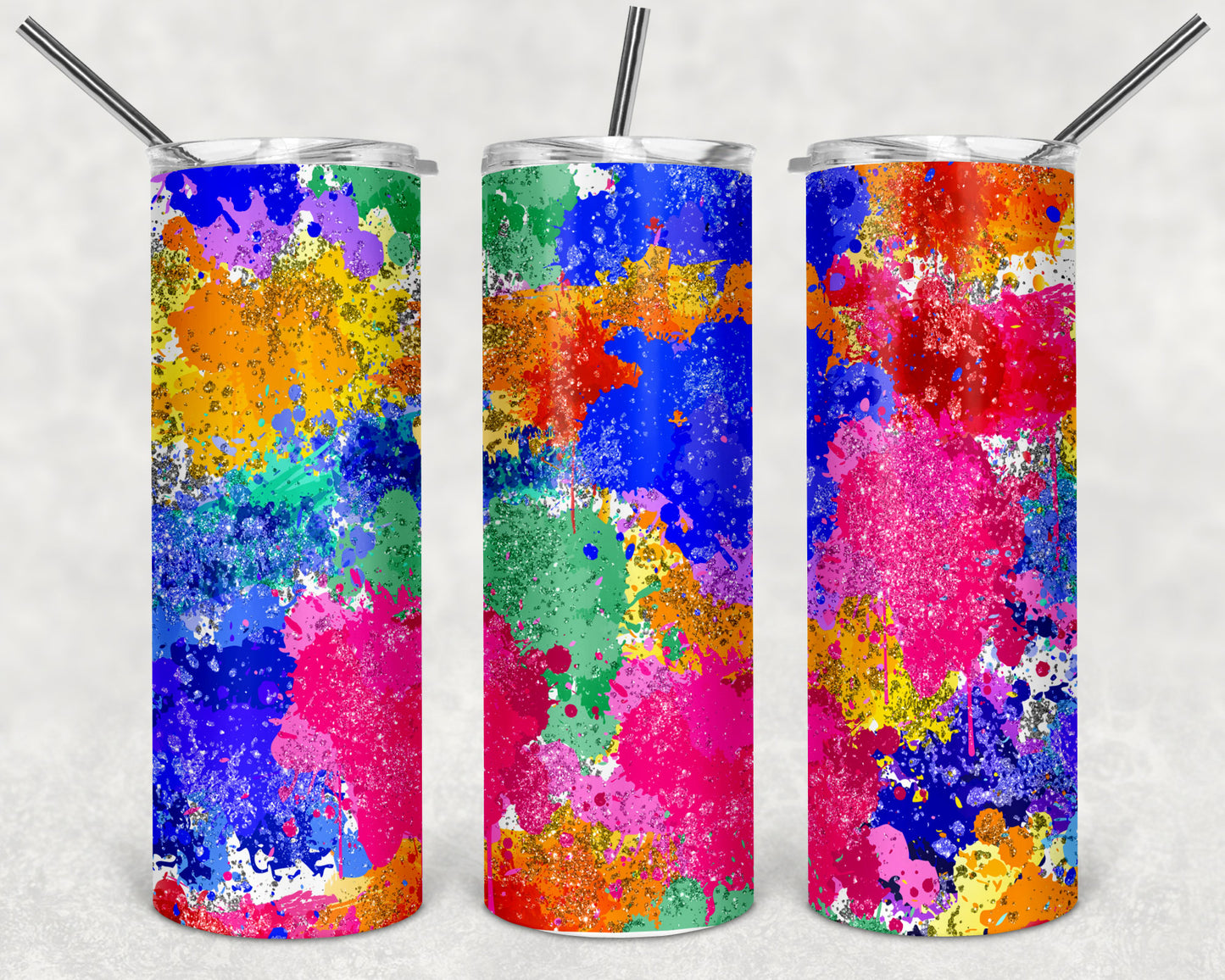 Splatter Glitter Skinny Tumbler 20oz