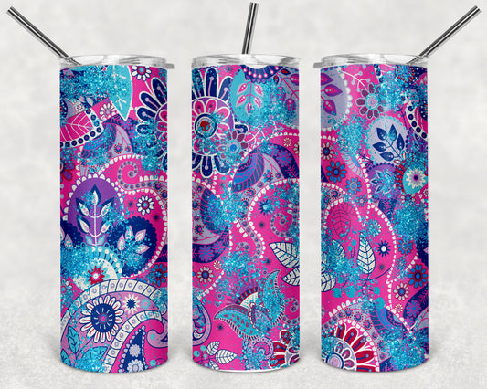 Paisley Glitter Skinny Tumbler 20oz