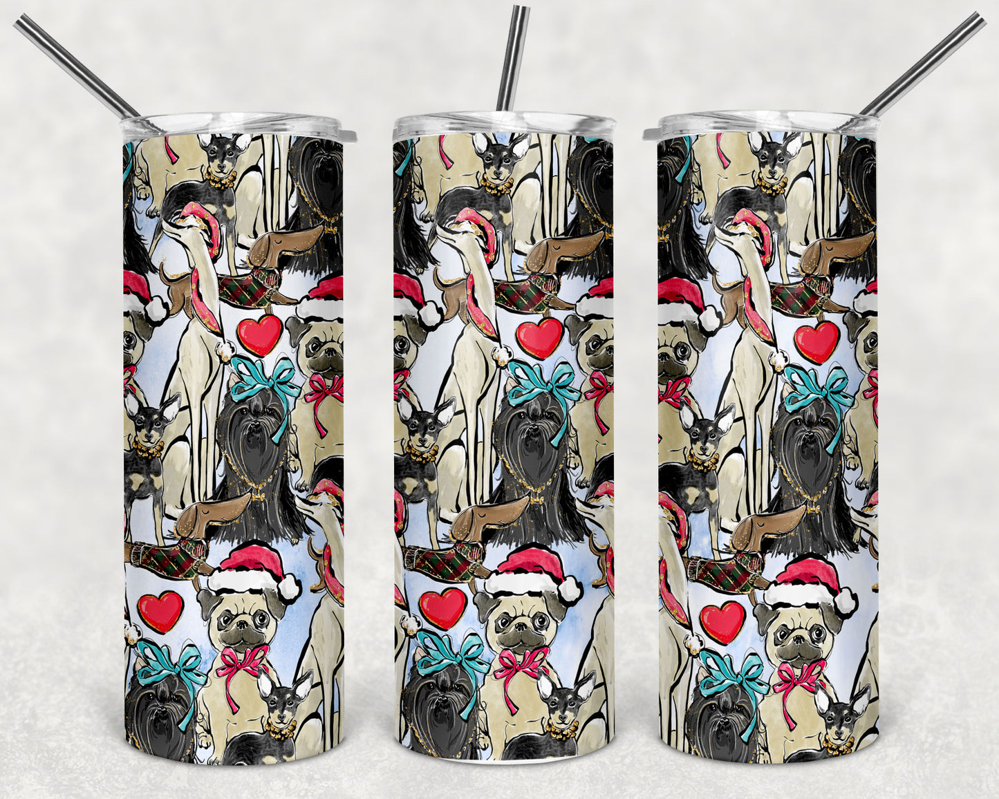 Christmas Puppies Skinny Tumbler 20oz